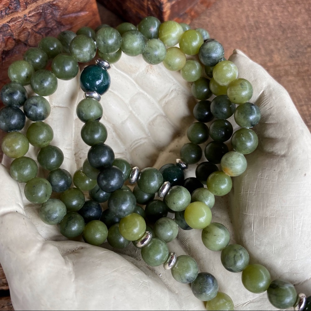 ✨JADE STONE BEAD MALA NECKLACE WRAP BRACELET - Picture 4 of 7